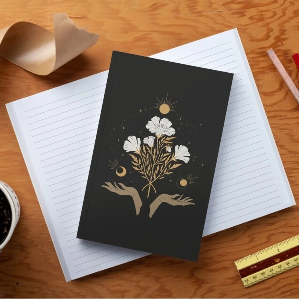 Denik Celestial Flowers Medium Layflat Notebook - Lined, New